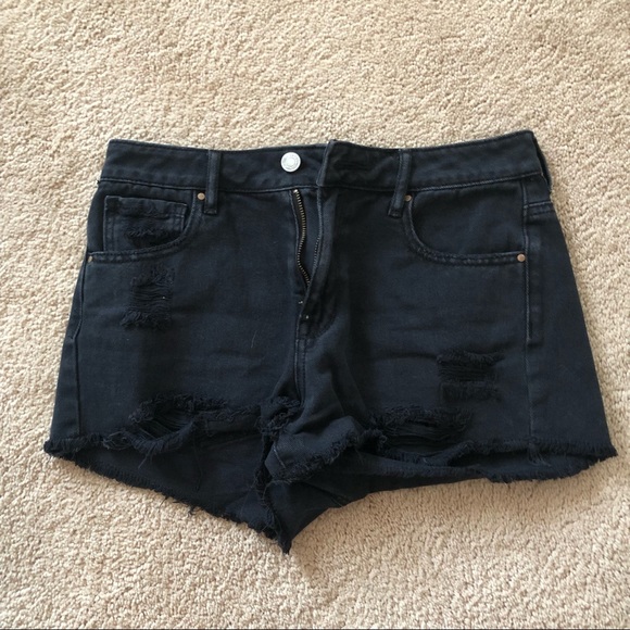 Black high rise jean shorts - Picture 1 of 4